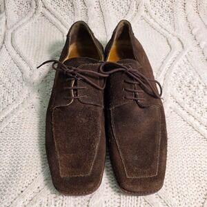 VTG Fortune From Liberty Oxford Shoes Brown Suede Square Toe Vibram Mens 10.5